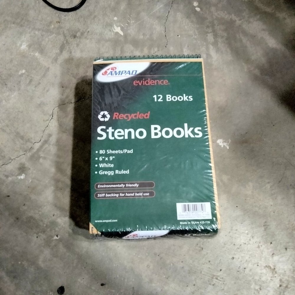 12 STENO BOOKS Ampad Recycled 80 sheets/book 6x9 Gregg Ruled NEW 25-774